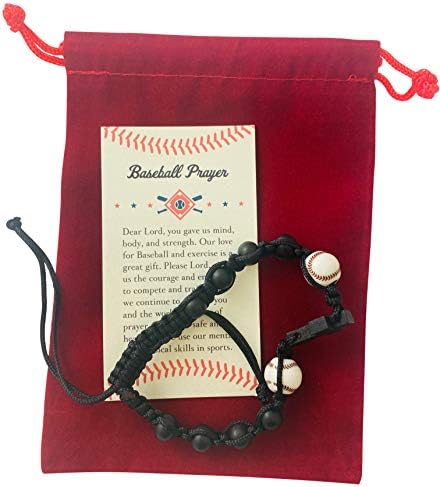 Westmon Works Bejzbol narukvica poklon Set za dječake ili djevojčice sa molitvenom karticom i velur torbom