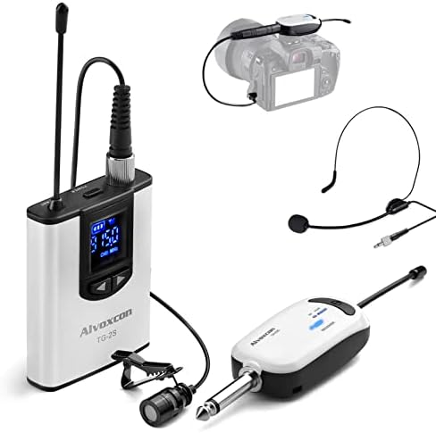Alvoxcon Wireless Headset Lavalier mikrofonski sistem Wireless rever Mic najbolje za iPhone, DSLR kamera, pa zvučnik, YouTube, Podcast, Video snimanje, konferencija, Vlogging, Crkva, intervju, nastava