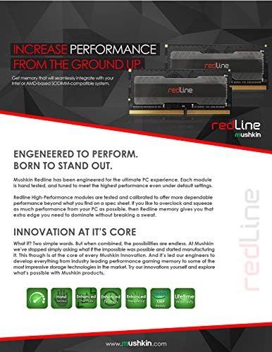 Mushkin Redline Notebook-DDR4 Gaming Laptop DRAM-32GB SODIMM memorijski komplet - 2666MHz CL-16 – 260-pin 1.2 V RAM – dvokanalni-niskonaponski –