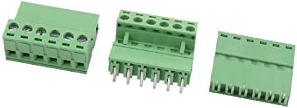X-DREE 3 kompleta 300V 10a 5.08 mm Pitch 6P Muški Ženski PCB vijak Terminal blok konektor zeleni(3 kompleta