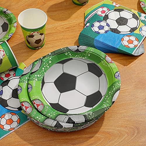 Duocute Soccer Party Supplies 102kom sportski tematski dečiji rođendanski papirni set posuđa uključuje 9 tanjire, 7 tanjire, šolje, salvete, stolnjak i baner, služi 25