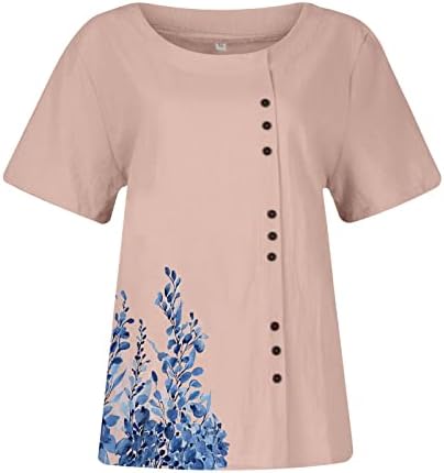 Ženska cvjetna sitnica Boemska majica kratkih rukava okrugla vrata Bluza za bluzu za bluzu za babydoll