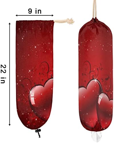 Crvena srca držač plastičnih kesa, romantična ljubavna srca Organizator plastičnih kesa za montažu