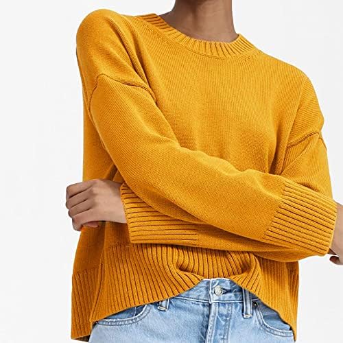 RMXEI ženski modni džemper čvrsta boja okrugli vrat kratki pulover džemper