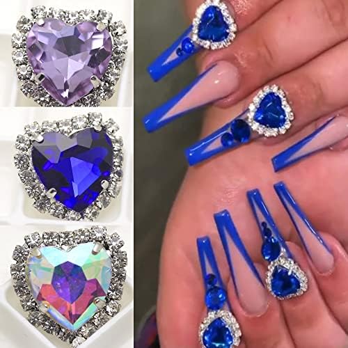 5kom / torba Nail Art Legura šareni ukrasi za srce Rhinestone manikir nakit dodatna oprema za nokte Charm