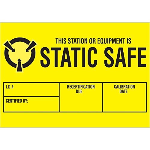 Tape Logic® oznake, statički sef, 1 3/4 x 3, crna / žuta, 500 / rola