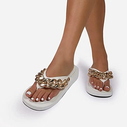 Modne veličine lančane papuče ženske flip plaže donje velike debele ljetne ležerne ravne otvorene sandale za