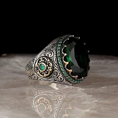 Prijateljstvo prstenovi prsten snopovi za žene RingDiamond Saphire dijamantski Zeleni prsten prsten poklon okrugli veliki dragi kamen
