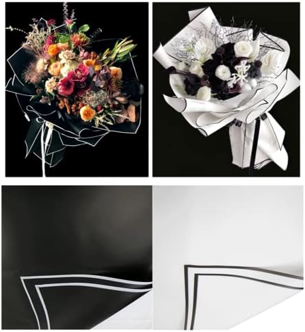 20 listova crno-bijeli aristokratski granični papir za umotavanje cvijeća vodootporan zgusnuti cvjećar papir za pakovanje buketa poklon ili poklon kutija papir za pakovanje 23,6 x 23,6 inča