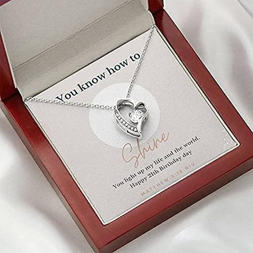 Nakit za poruke - Personalizirano sretno 21ST ogrlica za rođendan supruga, majčino-dnevna poruka, godišnjica