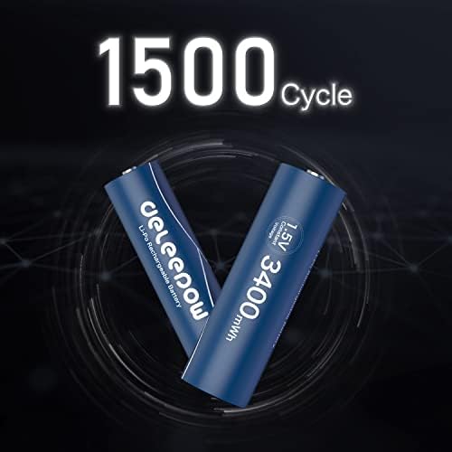 Deleepow 1.5 V punjive AA baterije 3400mwh litijumske baterije AA punjive 1500 ciklus 12 Broj sa multifunkcionalnim