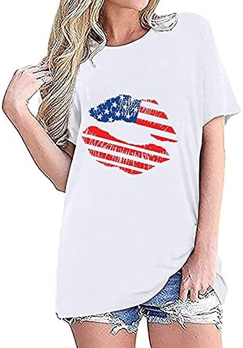Ženska košulja američke zastave SAD majica od 4. jula Patriotske zvijezde pruge tunika smiješna grafika kratki rukav 2023 Tee Top