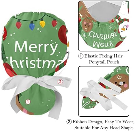 Radna kapa sa tipkama za žene, sretan božićni simpatični Xmas životinje Pine listovi pamučni