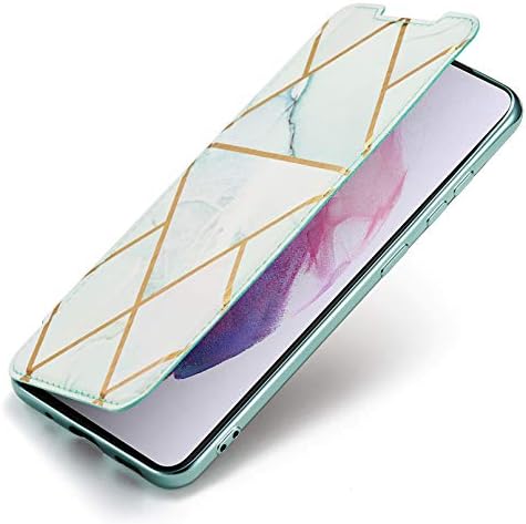 Ztofera Flip Case za Samsung Galaxy S21 5G, Clear Back mramora PU Koža Ultra tanka Shockproof Branik telefon