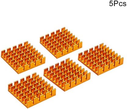 Bettomshin 5kom Zlatni mali Heatsink Kit Aluminijum Heatsink toplotna difuzna hladnjača Fin 22x22x6mm za hlađenje IC čipovi 3D štampač