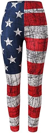 Američki zastavačke gamaše Žene visokog struka Dan neovisnosti od sunčeve pantalone STRETNI STRETNI DRŽAVNI DRŽAVNI HLAČITE KAPRI