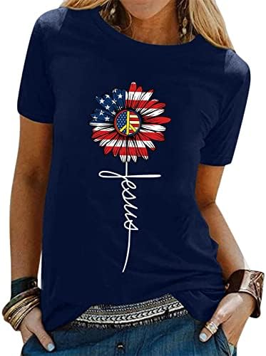 4. jula ljeto Tops žene Funny Casual grafike Dan nezavisnosti o bluza za vrat labave kratke rukave bluza