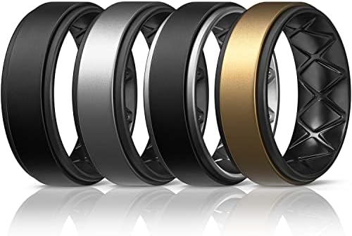 Egnaro Silikonski prstenovi za muškarce 1/4/6 višestruki paket prozračnih muških Burmi od silikonske gume-Step