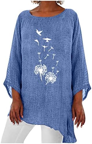 Nokmopo Womens Flannel majice s dugim rukavima modni ispisani dugi rukav nepravilan labavi i udobni top