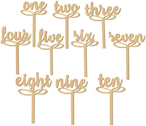 NUOBESTY Woodsy Decor Tabela brojevi, drveni vjenčanje brojevi 1-10 izdubiti stol brojevi sjedenje