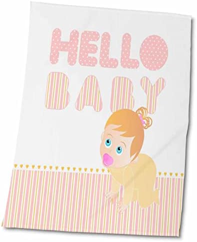 3Droza dječja djevojka puze i zdravo za bebe poruke na ružičastom i žutim prugama. - Ručnici