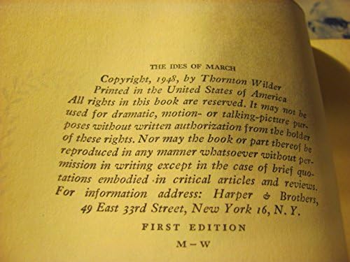Thonrton Wilder, IDE o martu, prvo izdanje 1948