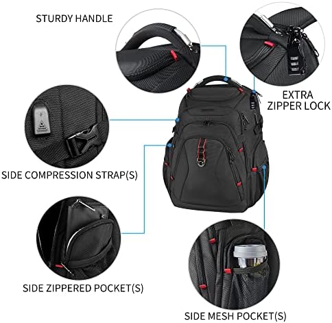 KROSER Travel laptop ruksak 17.3 inčni XL računarski ruksak sa tvrdom školjkom Saferoom RFID džepovi vodoodbojni