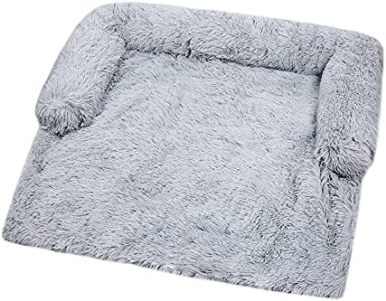 Ishowkid Fluffy plišani kućni ljubimac za spavanje za sofa zaštitnika s uklonjivim poklopcem za pranje za srednje male pse i mačke, svijetlo siva