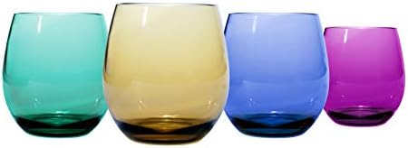 Oenophilia Plastic Stemless Wine Glasses Jewel Tone Colors - Set od 4, višebojni, 16 oz