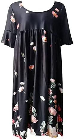 Miashui ženske haljine sa dubokim V izrezom sa štampanim zavojem ženske Casual haljine široke haljine do koljena za
