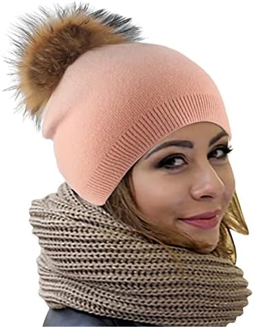 Snow Head Gear za muškarce Ženska zimska jesenski šešir Faux plišani bobble gradijent pleteni šešir