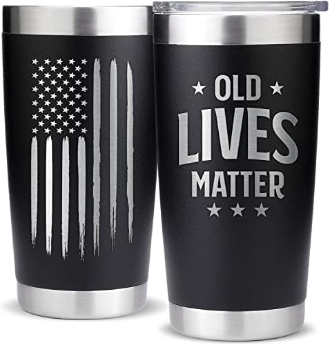 Old Lives Matter Gifts-rođendanski pokloni za muškarce Unique, pokloni za tatu, pokloni za njega, Djed - smiješni pokloni za muškarce, gravirani penzionisani Pokloni, Pokloni za penziju za muškarce - 20oz čaša američke zastave
