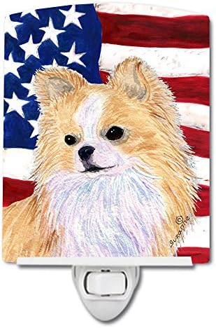 Caroline's Treasures SS4229CNL američka zastava sa Chihuahua keramičkim noćnim svjetlom, kompaktna, ul certificirana, idealna za spavaću sobu, kupatilo, rasadnik, hodnik, kuhinju,