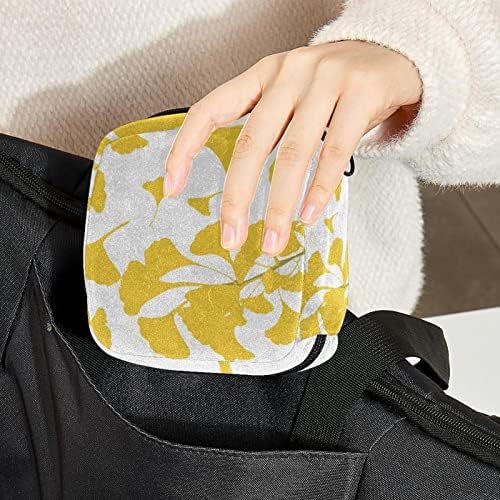 Žuta Ginkgo Biloba torba za čuvanje higijenskih uložaka prenosiva torba za Periodni komplet jastučići za menstrualnu vrećicu sa patentnim zatvaračem torbica za higijenske uloške za žene tinejdžerke dame