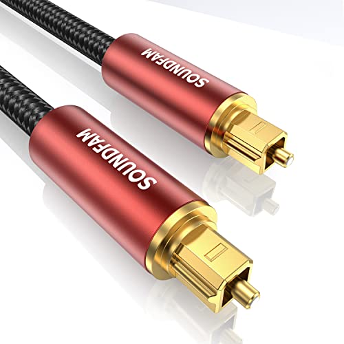 SoundFam digitalni audio optički kabl, pozlaćeni premium optički audio kabel pamučni pleteni muški do muški
