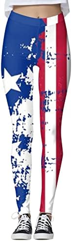 4. jula Tajice za žene Visoko struka Američka zastava Slim olovke Hlače Vježbanje za podizanje kompresije