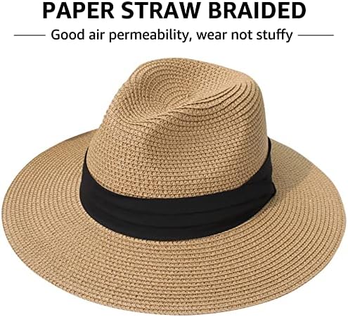Panama slamnati šešir za žene i muškarce, sklopivo ljetno plaža zaštita od sunca, podesivi ljetni šešir široki rub pakiranje.