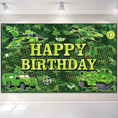 Camouflage Happy Birthday Backdrop Camo Photography Background Banner Army Solider Camo Birthday