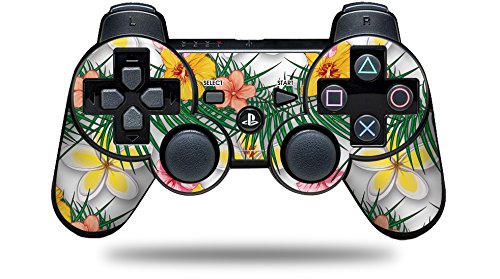 Koža u stilu Wraptorskinz naljepnica kompatibilna sa Sony PS3 kontrolerom - beach Flowers 02 Bijela