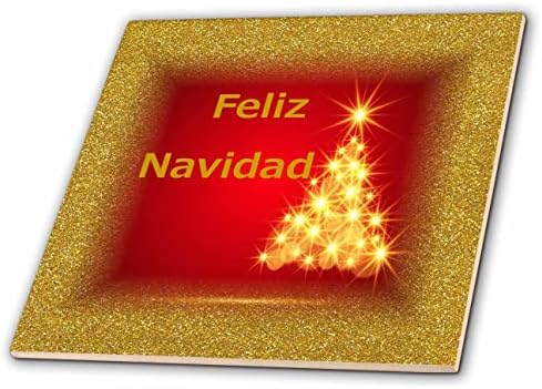 3drose slika Feliz Navidad na crvenoj boji sa zlatnim sjajem i sjajem-pločice