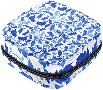 Tradicionalni plavi uzorak sanitarne torba za skladištenje za djevojke, prenosive prve mendurne jastučiće Torba tamponi Držač Djevojke Travel Torba za šminkanje, Veliki kapacitet