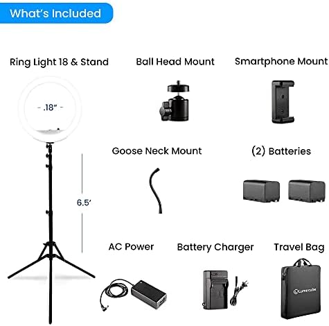 Lume Cube 18 Cordless ring light Kit & amp; Mobile Creator Stand / ring light Kit za pametne telefone i kamere | Mobile Creator Stand sa 360 stepeni rotirajući Telefon Mount / za Streaming i stvaranje