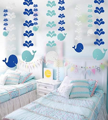 Plavi kitovki dekoracija papira - Ocean Tema Viseći papir za zabavu za djecu Decoration za spavaću