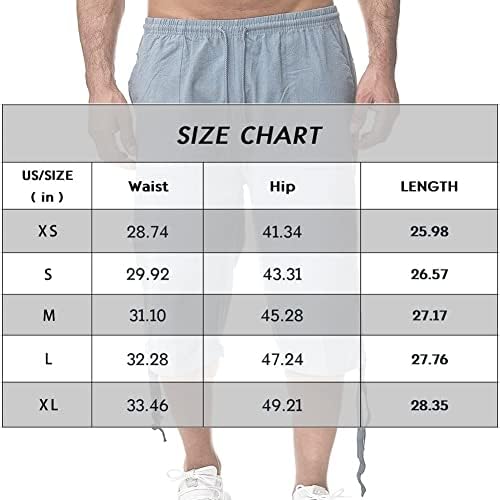 Muške posteljine pamučne kratke hlače Elastična crta u donju kratke hlače 3/4 labave FIT Ljetne kratke hlače
