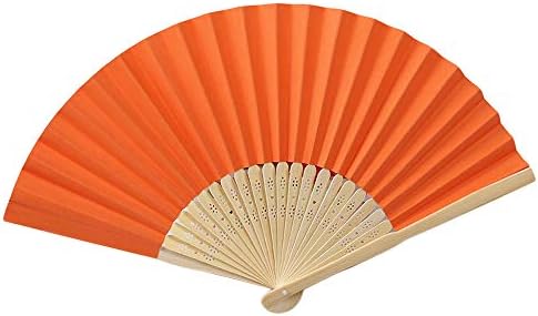 IcoDod 7 inčni svileni ventilator čvrsti uzorak uzorak u obliku papira bambusova ručno drži rekvizite za ples za vjenčanje Favoriti DIY Dekoracija Narančasta