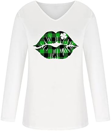 Plus size St Patricks Dan majice za žene Seksi V izrez Shamrocks tiskani vrhovi 2023 Spring dugih rukava majica