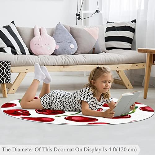 LLNSUPPLY Kids Rug 5 Ft veliki okrugli tepisi za djevojčice dječake Baby-Cherry, Home Decor sklopiva
