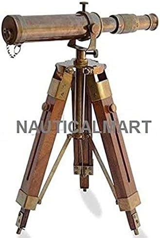 Nautički mesing antikni teleskop Spylass sa drvenim postoljem Home Decor poklon