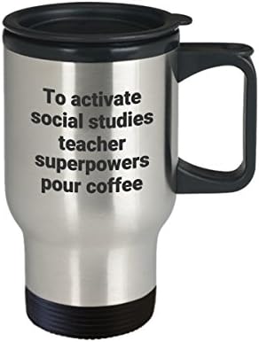 Socijalna studija Putna krigla učitelja - smiješna sarkastična termalna izolirana nehrđajući čelik u nastavku superpower poklon za kafu