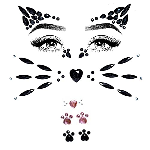 Kristalni dragulji za mačje lice, dragulji s ružičastim printom mačke, dragulji Crnog lica, lažni mačji dragulji